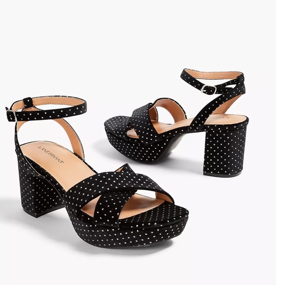 Lane Bryant Velvet Metallic Dot Block-Heel Sandal - Picture 1 of 6